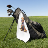 Patriotisches Goldenes Hund Vintage Gravur Shirt 2 Golfhandtuch (Gras)