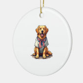 Patriotisches Goldenes Hund Vintage Gravur Shirt 2 Keramik Ornament (Links)