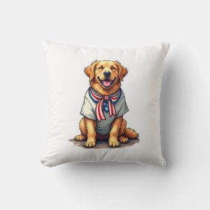 Patriotisches Goldenes Hund Vintage Gravur Shirt 2 Kissen