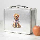 Patriotisches Goldenes Hund Vintage Gravur Shirt 2 Metall Brotdose (Beispiel)