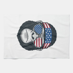 Patriotisches Gorillagesicht Vintage-Stich Vektor_ Geschirrtuch