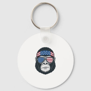 Patriotisches Gorillagesicht Vintage-Stich Vektor_ Schlüsselanhänger