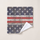 Patriotisches Grunge US Flagge Pattern Badhandtuch Set (Waschlappen)