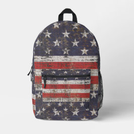 Patriotisches Grunge US Flagge Pattern Bedruckter Rucksack