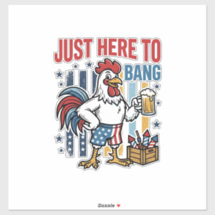 Patriotisches Hahn-Feuerwerk Vintage-Shirt-Design_ Aufkleber