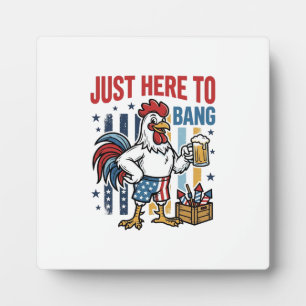 Patriotisches Hahn-Feuerwerk Vintage-Shirt-Design_ Fotoplatte