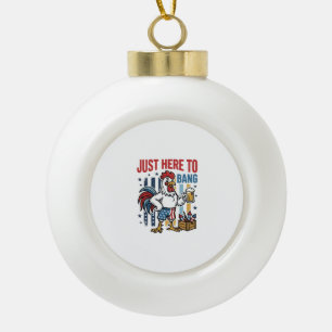 Patriotisches Hahn-Feuerwerk Vintage-Shirt-Design_ Keramik Kugel-Ornament