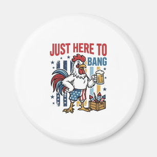 Patriotisches Hahn-Feuerwerk Vintage-Shirt-Design_ Magnet