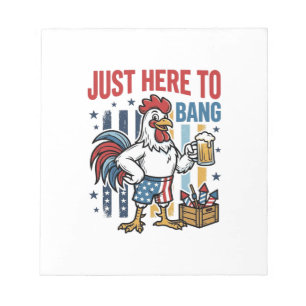 Patriotisches Hahn-Feuerwerk Vintage-Shirt-Design_ Notizblock