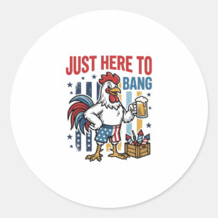 Patriotisches Hahn-Feuerwerk Vintage-Shirt-Design_ Runder Aufkleber