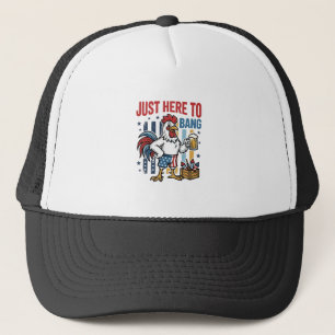 Patriotisches Hahn-Feuerwerk Vintage-Shirt-Design_ Truckerkappe