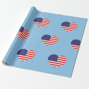 Patriotisches Herz Amerikanische Flagge Geschenkpapier