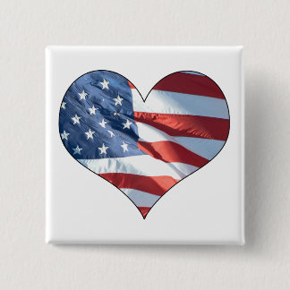 Patriotisches Herz-geformte amerikanische Flagge Button