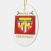 Patriotisches Herz Gelbe Schleife Ornament (Links)