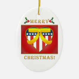 Patriotisches Herz Gelbe Schleife Ornament