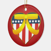 Patriotisches Herz Gelbe Schleife Ornament (Links)