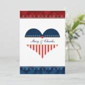 Patriotisches Herz-personalisierte Einladung (Stehend Vorderseite)