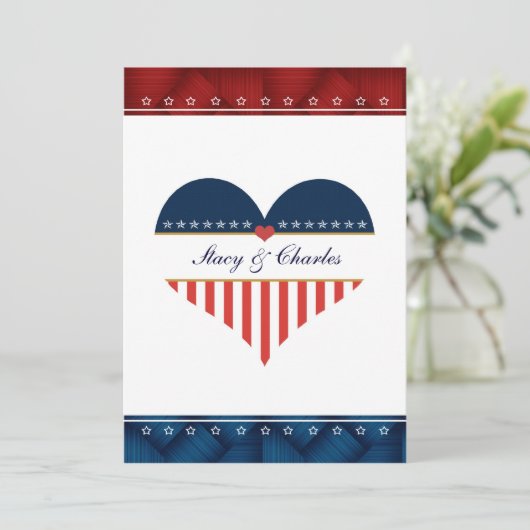 Patriotisches Herz-personalisierte Einladung (Stehend Vorderseite)