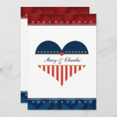 Patriotisches Herz-personalisierte Einladung (Vorne/Hinten)