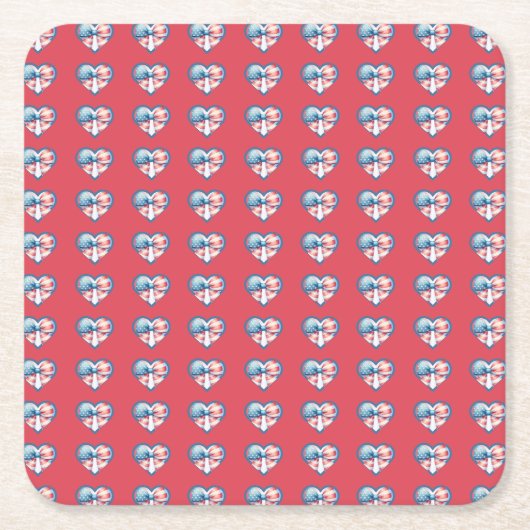 Patriotisches Herz Rechteckiger Pappuntersetzer (Vorderseite)