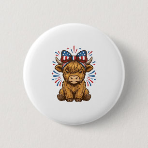 Patriotisches Highland-Kuh-Bogen-Vektordesign (2)_ Button