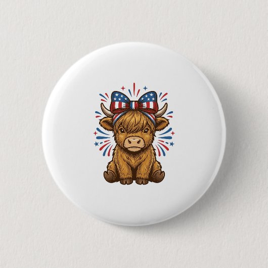 Patriotisches Highland-Kuh-Bogen-Vektordesign (2)_ Button (Vorderseite)