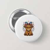 Patriotisches Highland-Kuh-Bogen-Vektordesign (2)_ Button (Vorne & Hinten)
