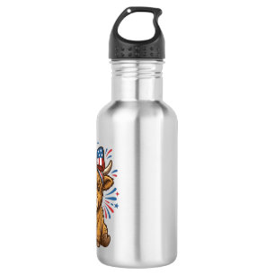 Patriotisches Highland-Kuh-Bogen-Vektordesign (2)_ Edelstahlflasche