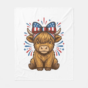 Patriotisches Highland-Kuh-Bogen-Vektordesign (2)_ Fleecedecke