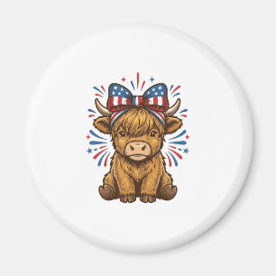 Patriotisches Highland-Kuh-Bogen-Vektordesign (2)_ Magnet