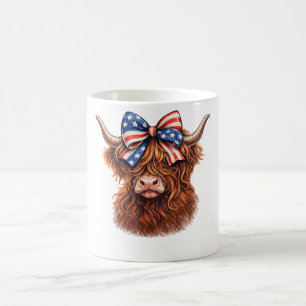 Patriotisches Highland-Kuh-Schleifen-Viertes-Juli- Kaffeetasse