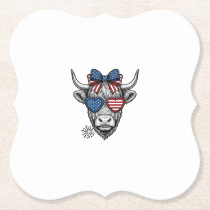 Patriotisches Highland-Kuh-Vintage-Stich-Shirt_1 Untersetzer