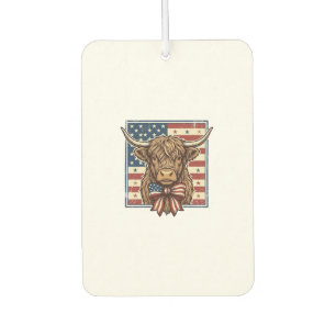 Patriotisches Highland-Kuh-Vintage-Stich-Shirt-Des Autolufterfrischer