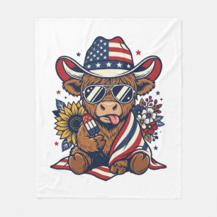 Patriotisches Highland-Kuh-Vintage-Stickerei-Shirt Fleecedecke