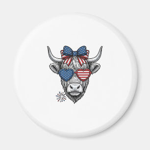 Patriotisches Highland-Kuh-Vintage-Stickerei-Shirt Magnet