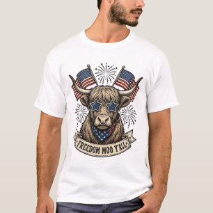 Patriotisches Highland-Rind 4. Juli Y'all-Shirt T-Shirt