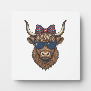Patriotisches Highland-Rind Vintage-Stich-Design_1 Fotoplatte