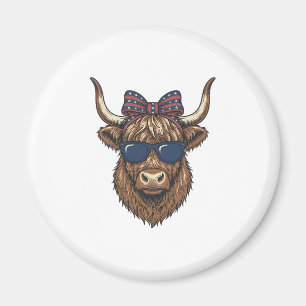 Patriotisches Highland-Rind Vintage-Stich-Design_1 Magnet