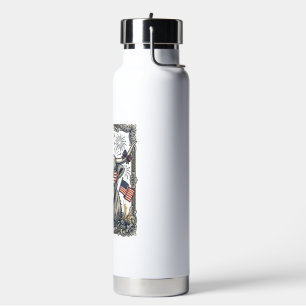 Patriotisches Highland-Rind Vintage-Stich-Design_1 Trinkflasche
