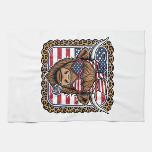 Patriotisches Highland-Rind Vintage-Stich-Design ( Geschirrtuch