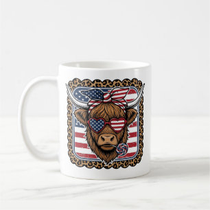 Patriotisches Highland-Rind Vintage-Stich-Design ( Kaffeetasse