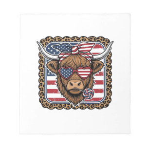 Patriotisches Highland-Rind Vintage-Stich-Design ( Notizblock