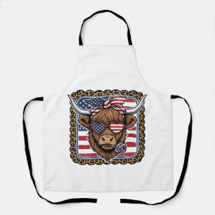 Patriotisches Highland-Rind Vintage-Stich-Design ( Schürze