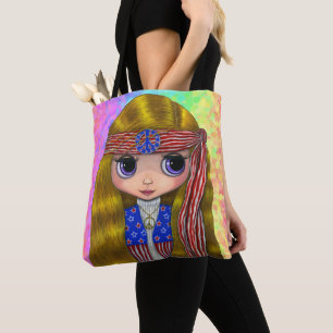 Patriotisches Hippie-Küken-große Tasche
