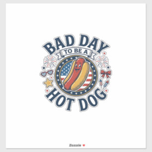 Patriotisches Hot Dog Schlechter Tag Lustiges 4. J Aufkleber