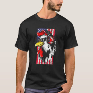 Patriotisches Huhn 4. Juli Amerikanische USA-Flagg T-Shirt