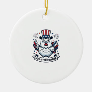 Patriotisches Huhn 4. Juli Feier T-Shirt Des Keramik Ornament