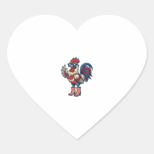 Patriotisches Huhn mit Absätzen Vintage-Stich-Shir Herz-Aufkleber