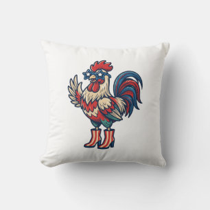 Patriotisches Huhn mit Absätzen Vintage-Stich-Shir Kissen