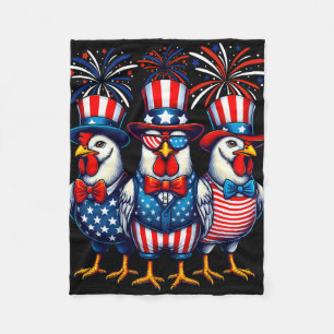 Patriotisches Huhn Usa-Flagge Hühnerliebhaber 4. J Fleecedecke